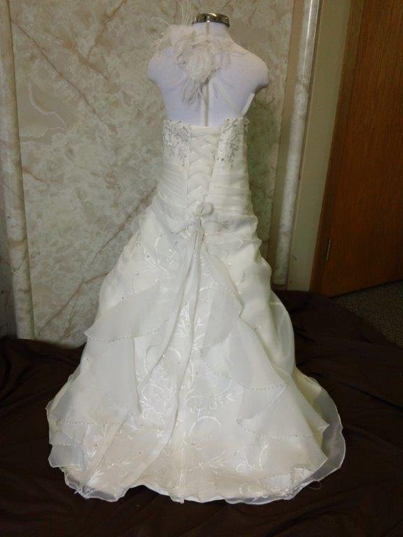 Feather Flower girl dress back